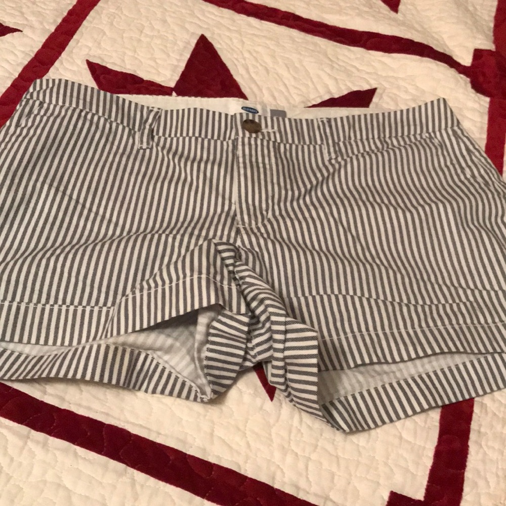 Grey blue and white stripped shorts